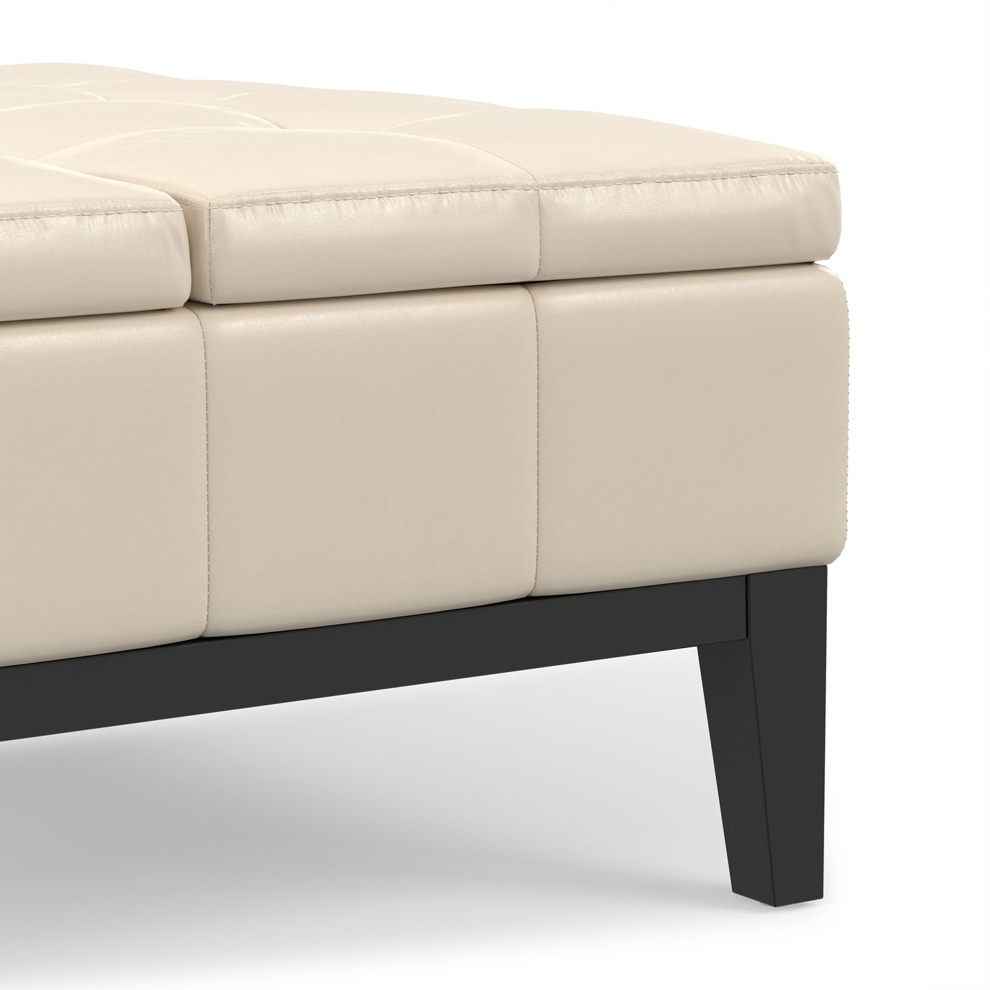 Satin Cream Vegan Leather | Dover Table Ottoman in Vegan Leather