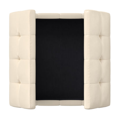 Satin Cream Vegan Leather | Dover Table Ottoman in Vegan Leather