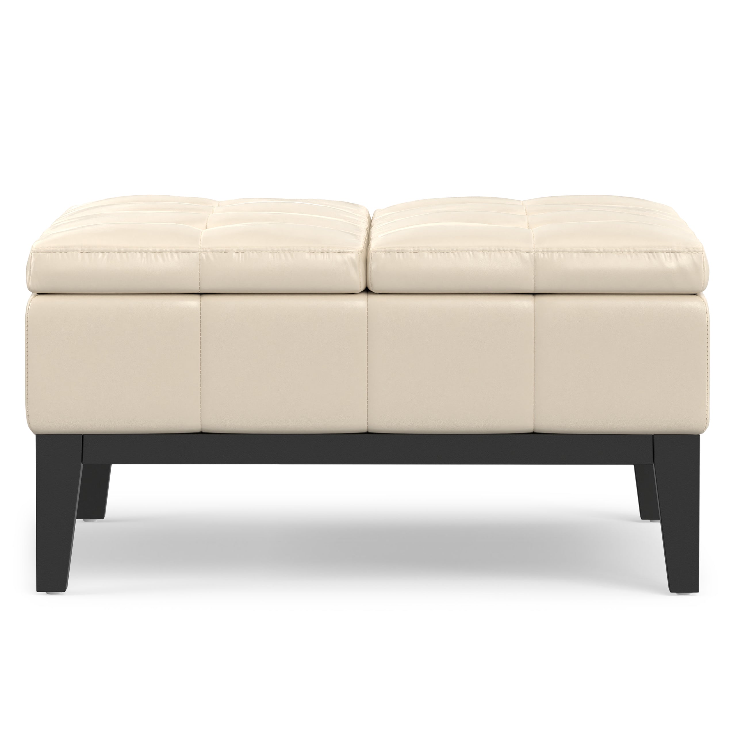 Satin Cream Vegan Leather | Dover Table Ottoman in Vegan Leather