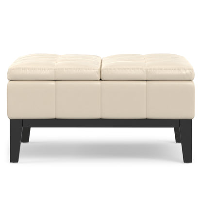 Satin Cream Vegan Leather | Dover Table Ottoman in Vegan Leather