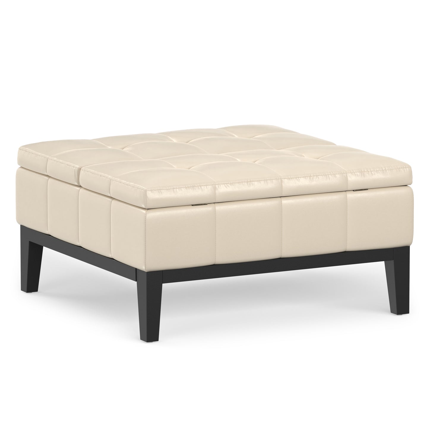 Satin Cream Vegan Leather | Dover Table Ottoman in Vegan Leather