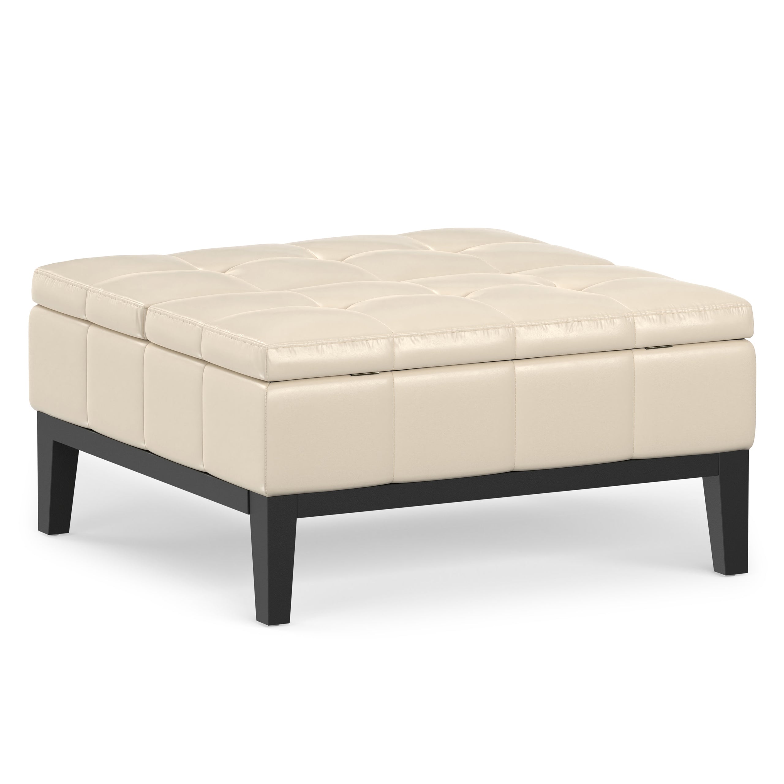 Satin Cream Vegan Leather | Dover Table Ottoman in Vegan Leather