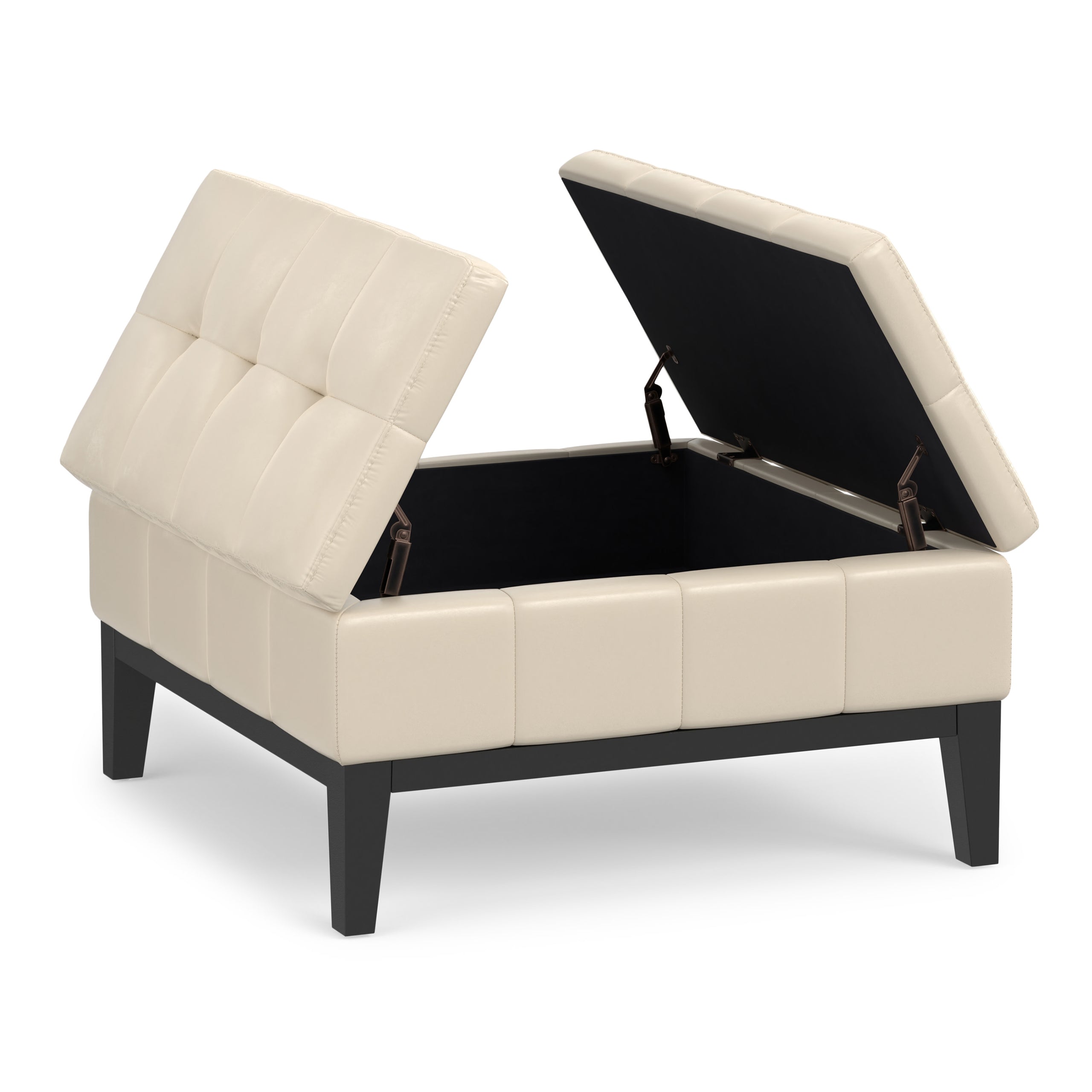 Satin Cream Vegan Leather | Dover Table Ottoman in Vegan Leather