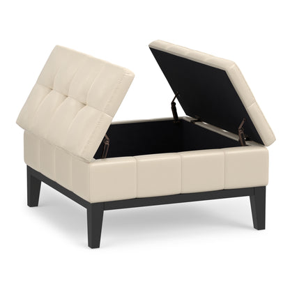 Satin Cream Vegan Leather | Dover Table Ottoman in Vegan Leather
