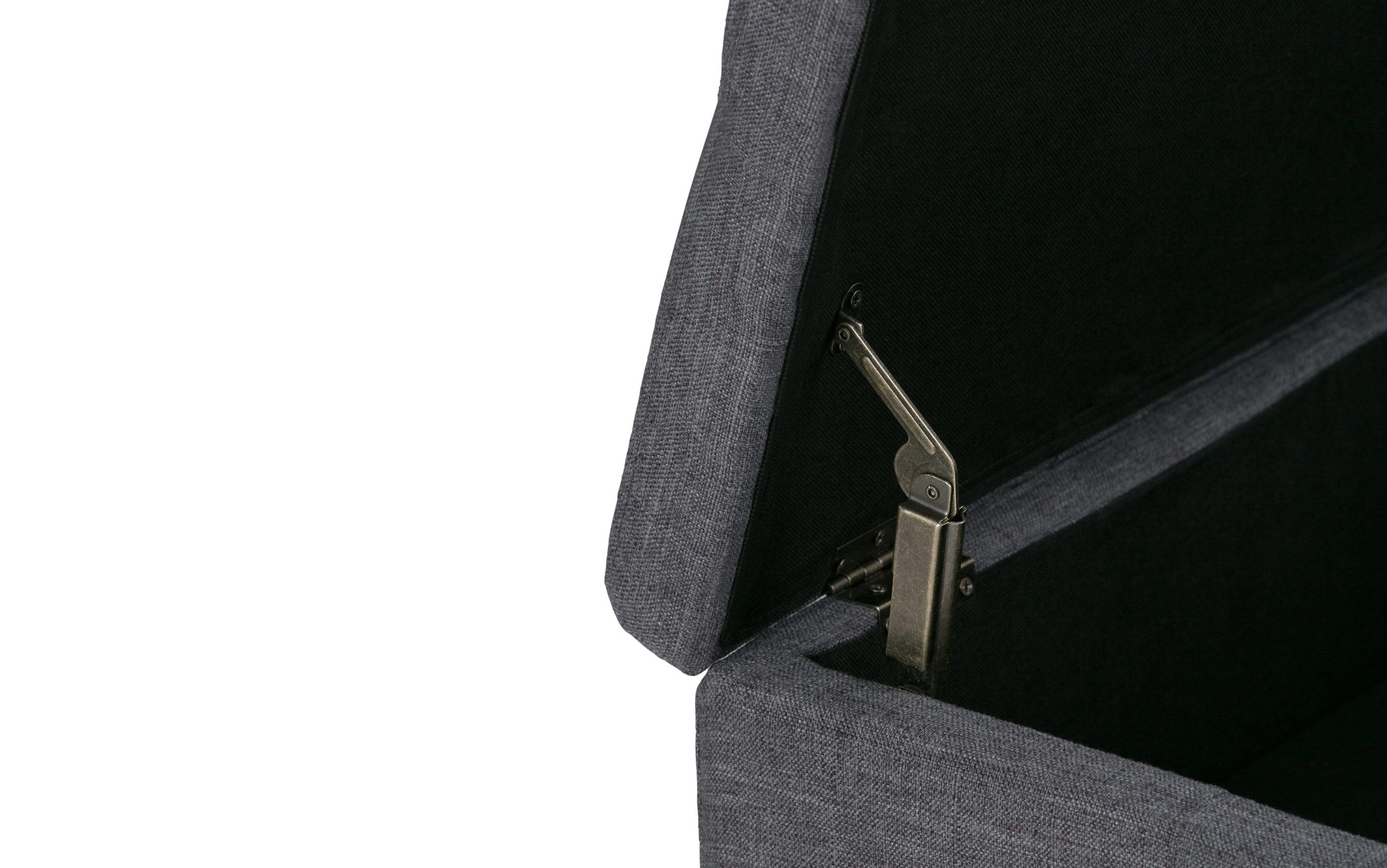 Slate Grey Linen Style Fabric | Dover Square Vegan Leather Coffee Table Storage Ottoman