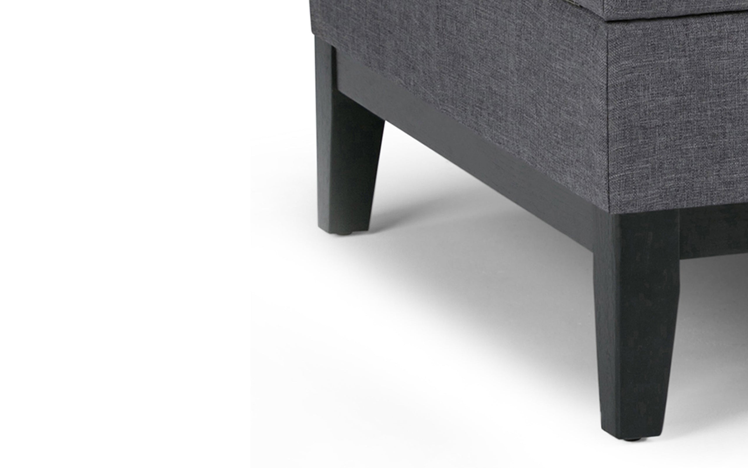Slate Grey Linen Style Fabric | Dover Square Vegan Leather Coffee Table Storage Ottoman