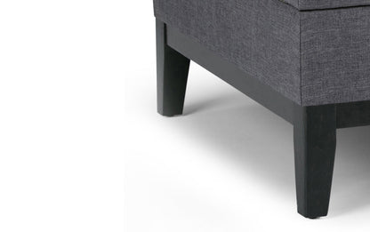 Slate Grey Linen Style Fabric | Dover Square Vegan Leather Coffee Table Storage Ottoman