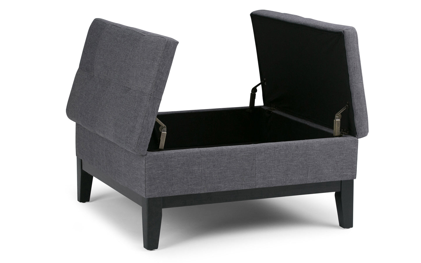 Slate Grey Linen Style Fabric | Dover Square Vegan Leather Coffee Table Storage Ottoman