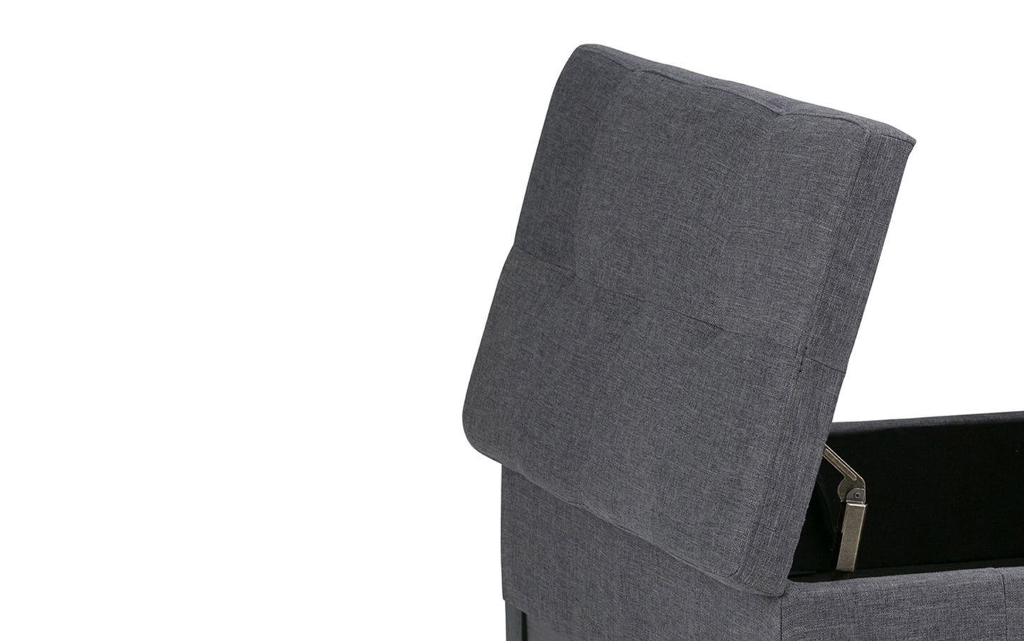 Slate Grey Linen Style Fabric | Dover Square Vegan Leather Coffee Table Storage Ottoman