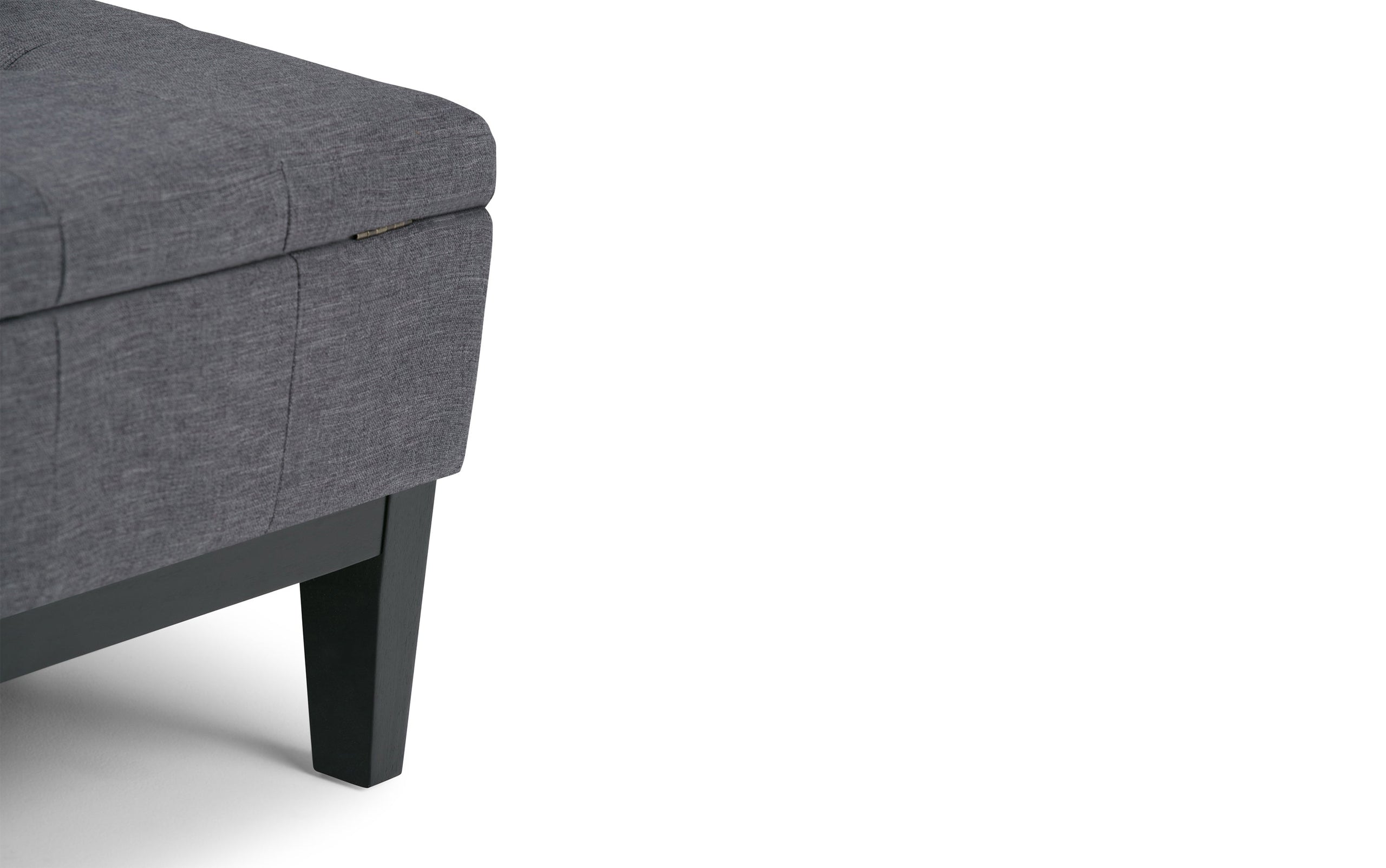 Slate Grey Linen Style Fabric | Dover Square Vegan Leather Coffee Table Storage Ottoman