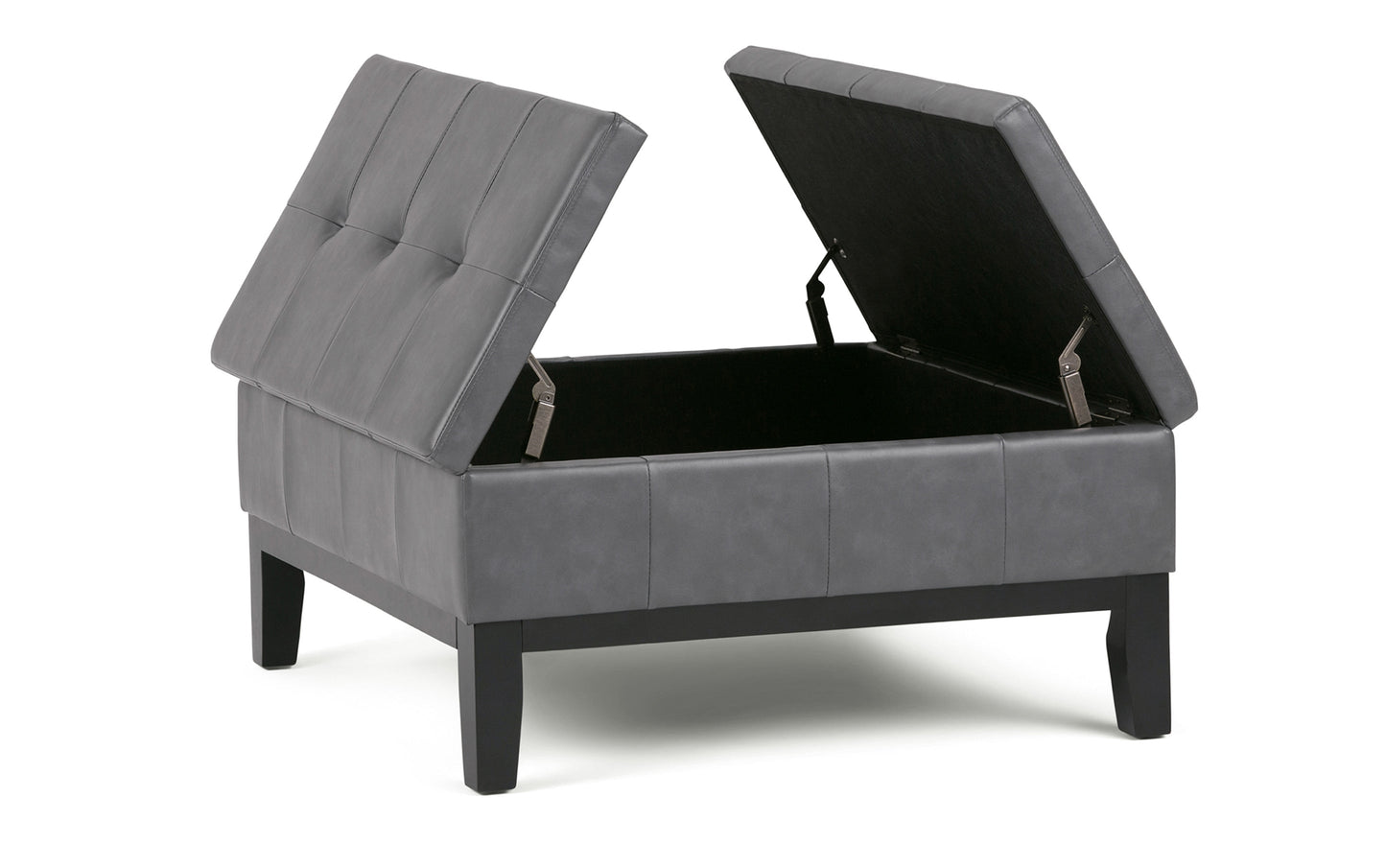 Stone Grey Vegan Leather | Dover Square Vegan Leather Coffee Table Storage Ottoman