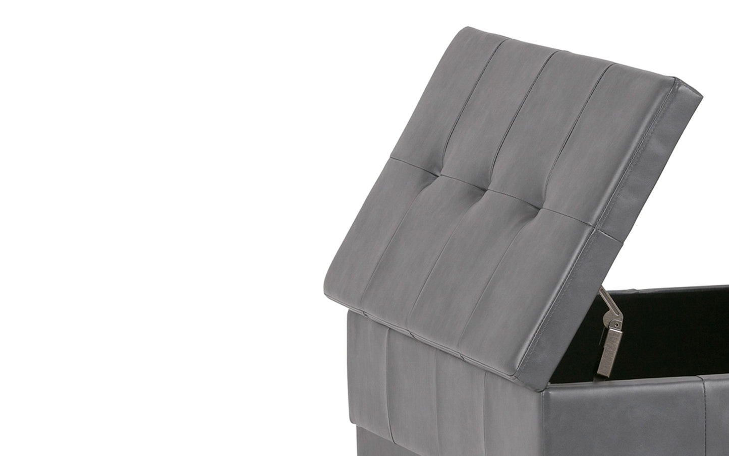 Stone Grey Vegan Leather | Dover Square Vegan Leather Coffee Table Storage Ottoman