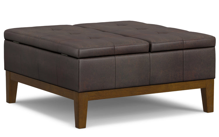 Distressed Brown Distressed Vegan Leather | Dover Lift Top Coffee Table