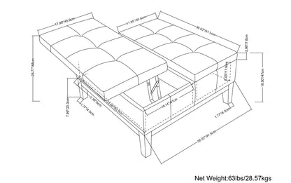 Dover Lift Top Coffee Table Storage Ottoman in Distressed Vegan Leather