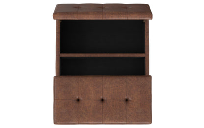 Dover Lift Top Coffee Table Storage Ottoman in Distressed Vegan Leather