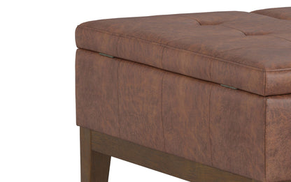 Dover Lift Top Coffee Table Storage Ottoman in Distressed Vegan Leather