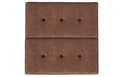 Dover Lift Top Coffee Table Storage Ottoman in Distressed Vegan Leather