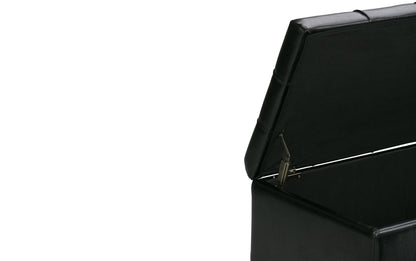 Midnight Black Vegan Leather | Dover 3 piece Vegan Leather Storage Ottoman