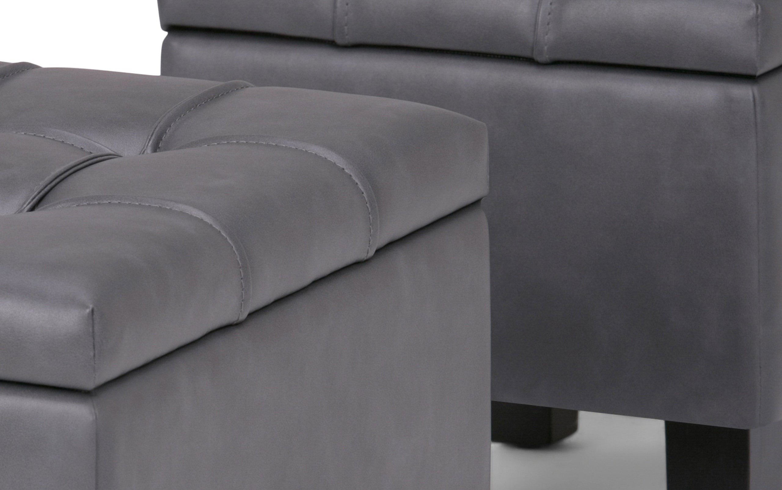 Stone Grey Vegan Leather | Dover 3 piece Vegan Leather Storage Ottoman
