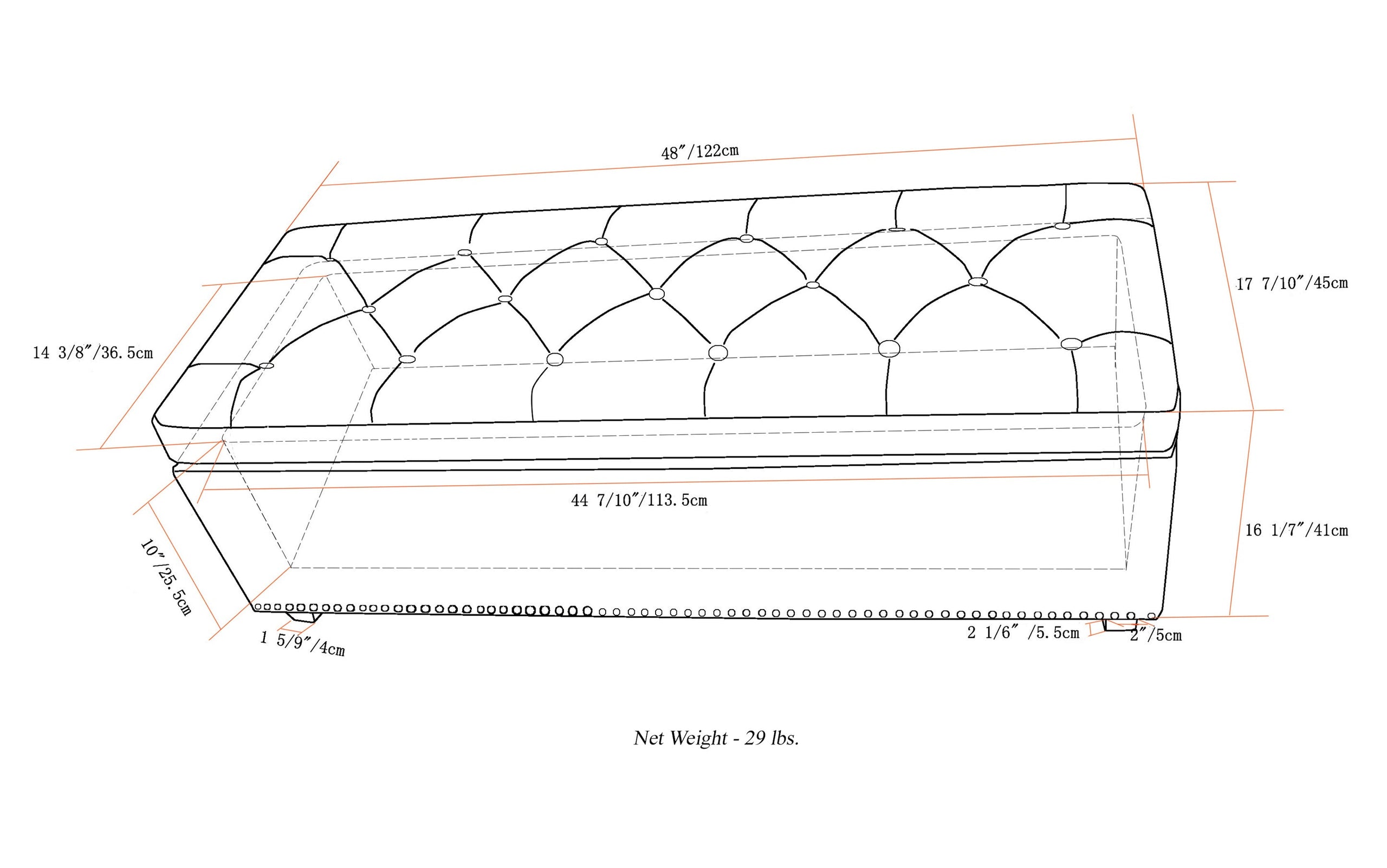 Distressed Brown Distressed Vegan Leather | Hamilton Vegan Leather Storage Ottoman
