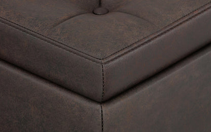 Distressed Brown Distressed Vegan Leather | Hamilton Vegan Leather Storage Ottoman