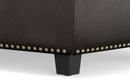 Distressed Brown Distressed Vegan Leather | Hamilton Vegan Leather Storage Ottoman