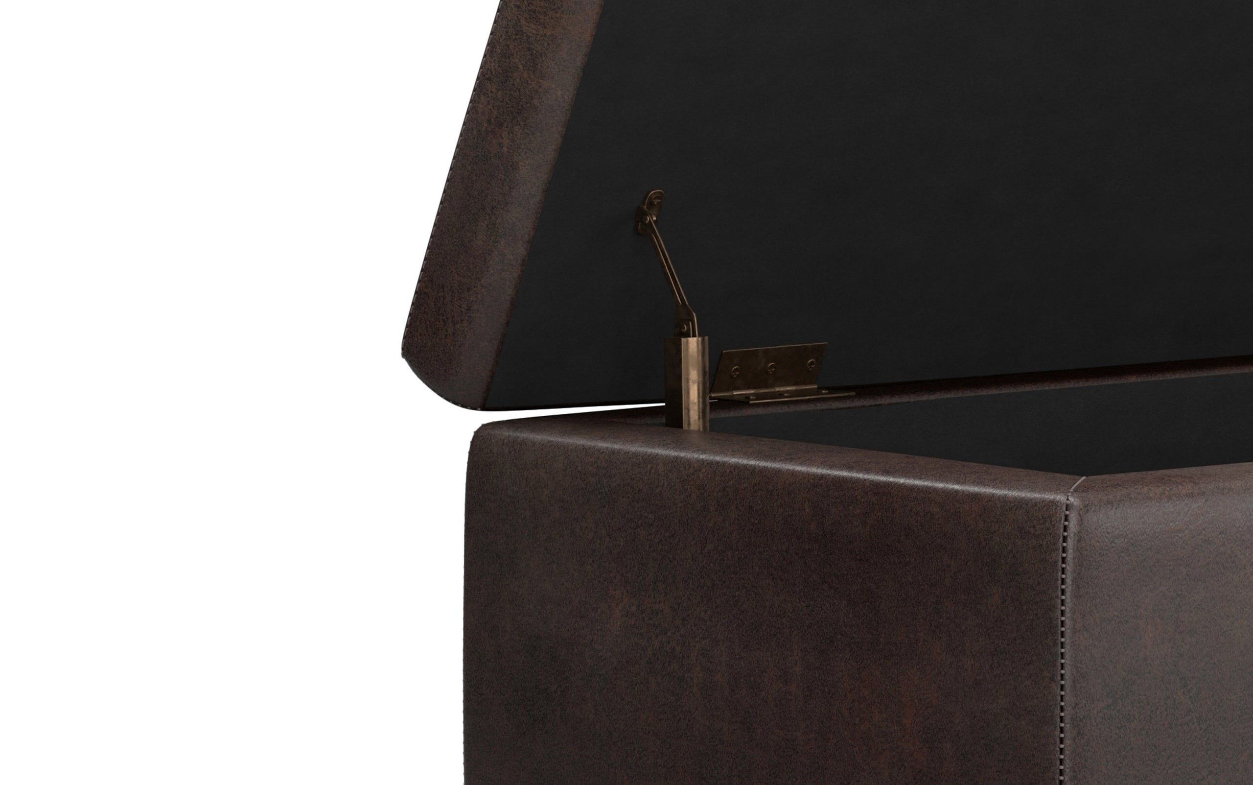 Distressed Brown Distressed Vegan Leather | Hamilton Vegan Leather Storage Ottoman