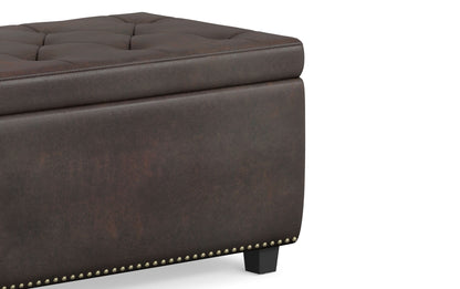 Distressed Brown Distressed Vegan Leather | Hamilton Vegan Leather Storage Ottoman