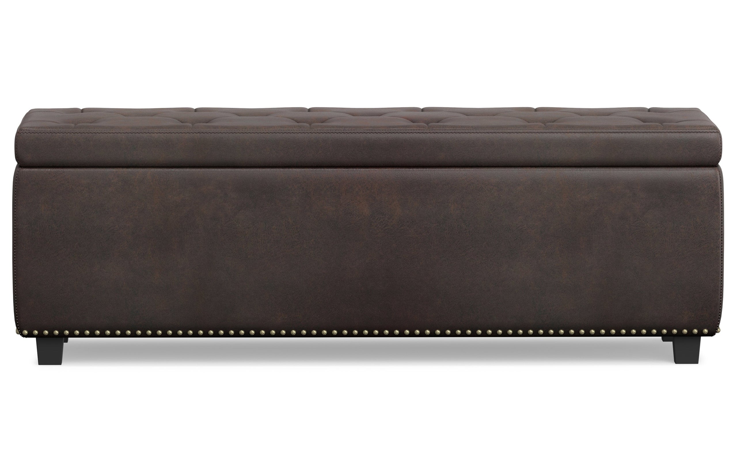 Distressed Brown Distressed Vegan Leather | Hamilton Vegan Leather Storage Ottoman