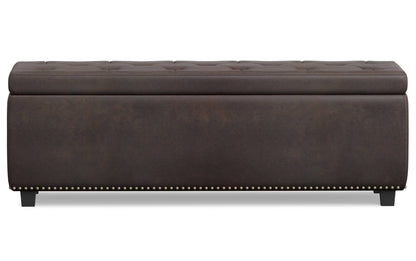 Distressed Brown Distressed Vegan Leather | Hamilton Vegan Leather Storage Ottoman
