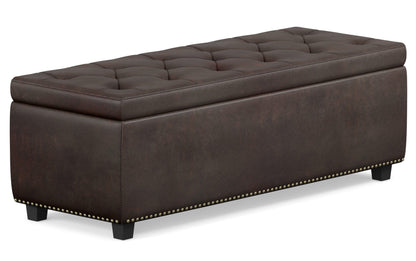 Distressed Brown Distressed Vegan Leather | Hamilton Vegan Leather Storage Ottoman