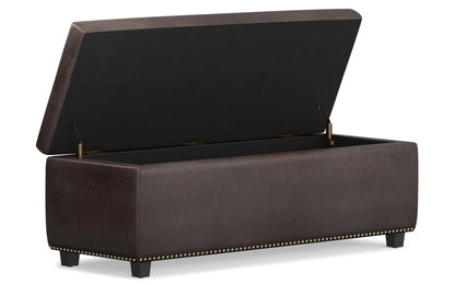 Distressed Brown Distressed Vegan Leather | Hamilton Vegan Leather Storage Ottoman