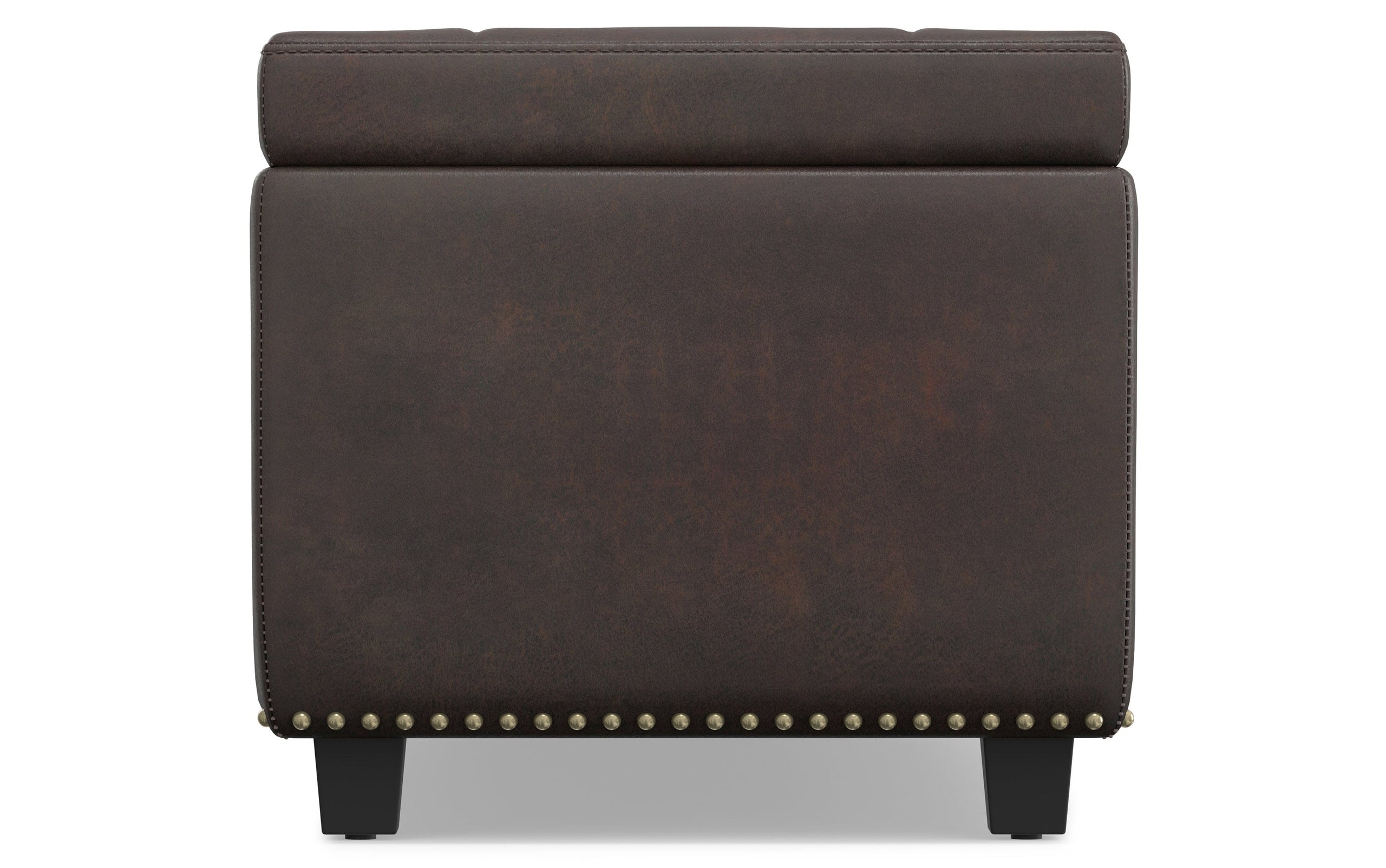 Distressed Brown Distressed Vegan Leather | Hamilton Vegan Leather Storage Ottoman
