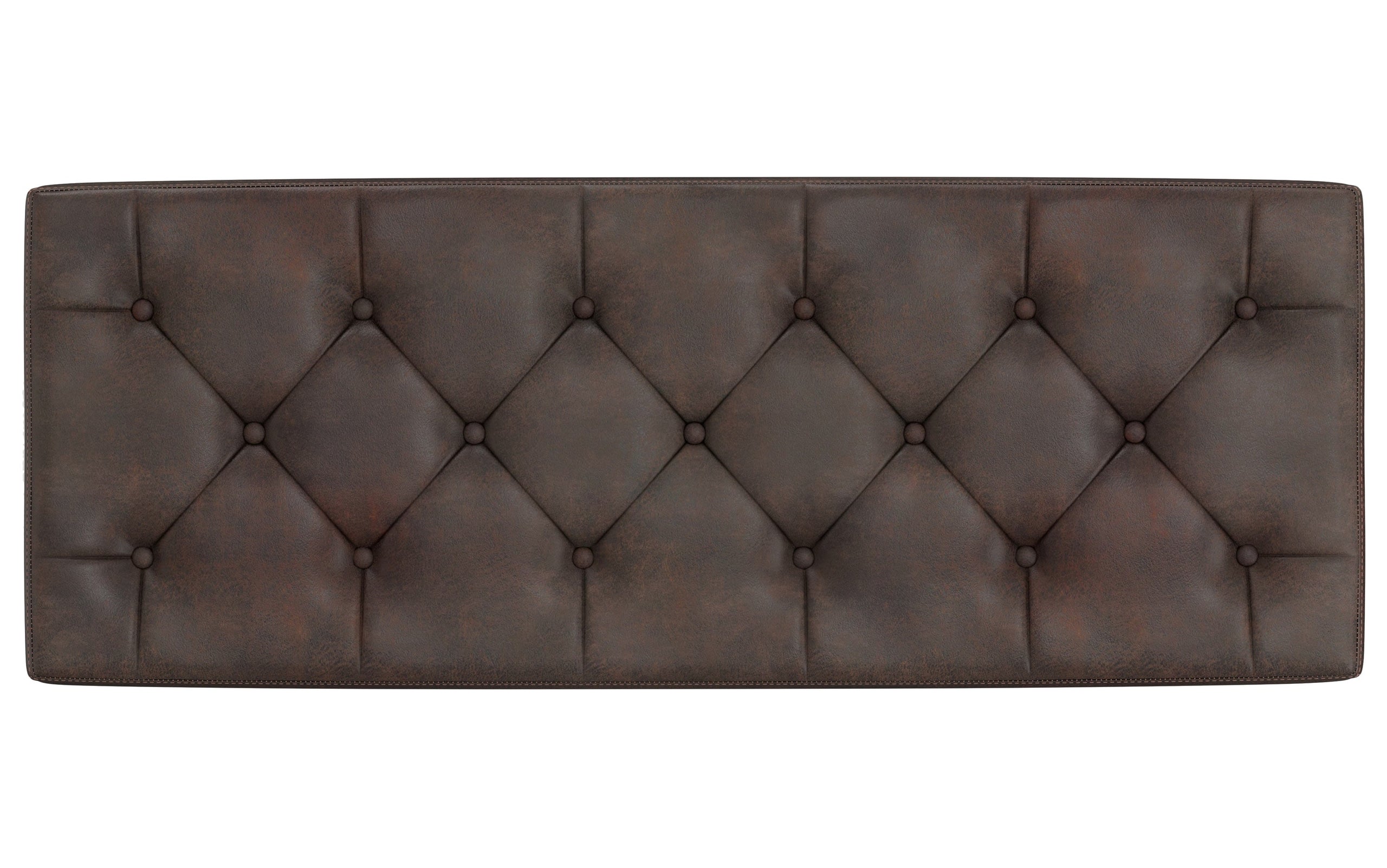 Distressed Brown Distressed Vegan Leather | Hamilton Vegan Leather Storage Ottoman