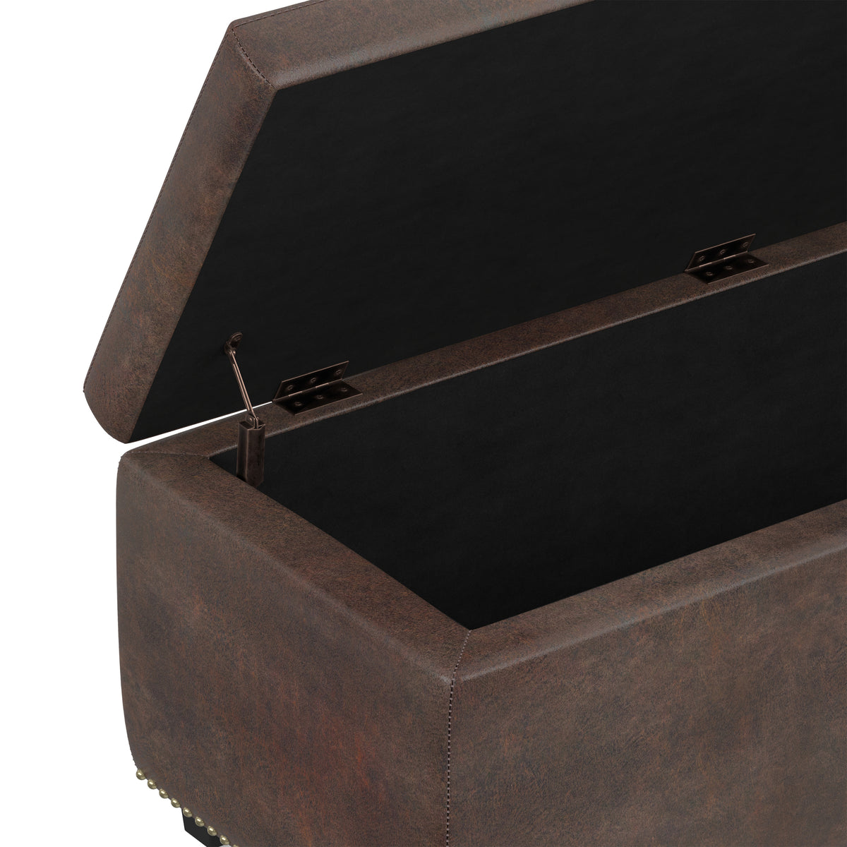 Distressed Brown Distressed Vegan Leather | Hamilton Storage Ottoman in Distressed Vegan Leather