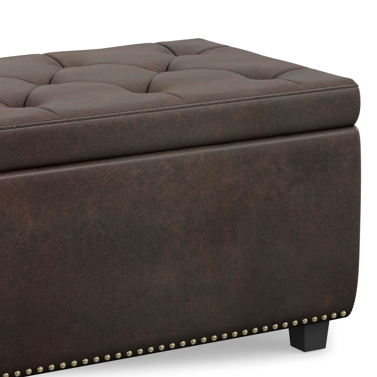 Distressed Brown Distressed Vegan Leather | Hamilton Storage Ottoman in Distressed Vegan Leather