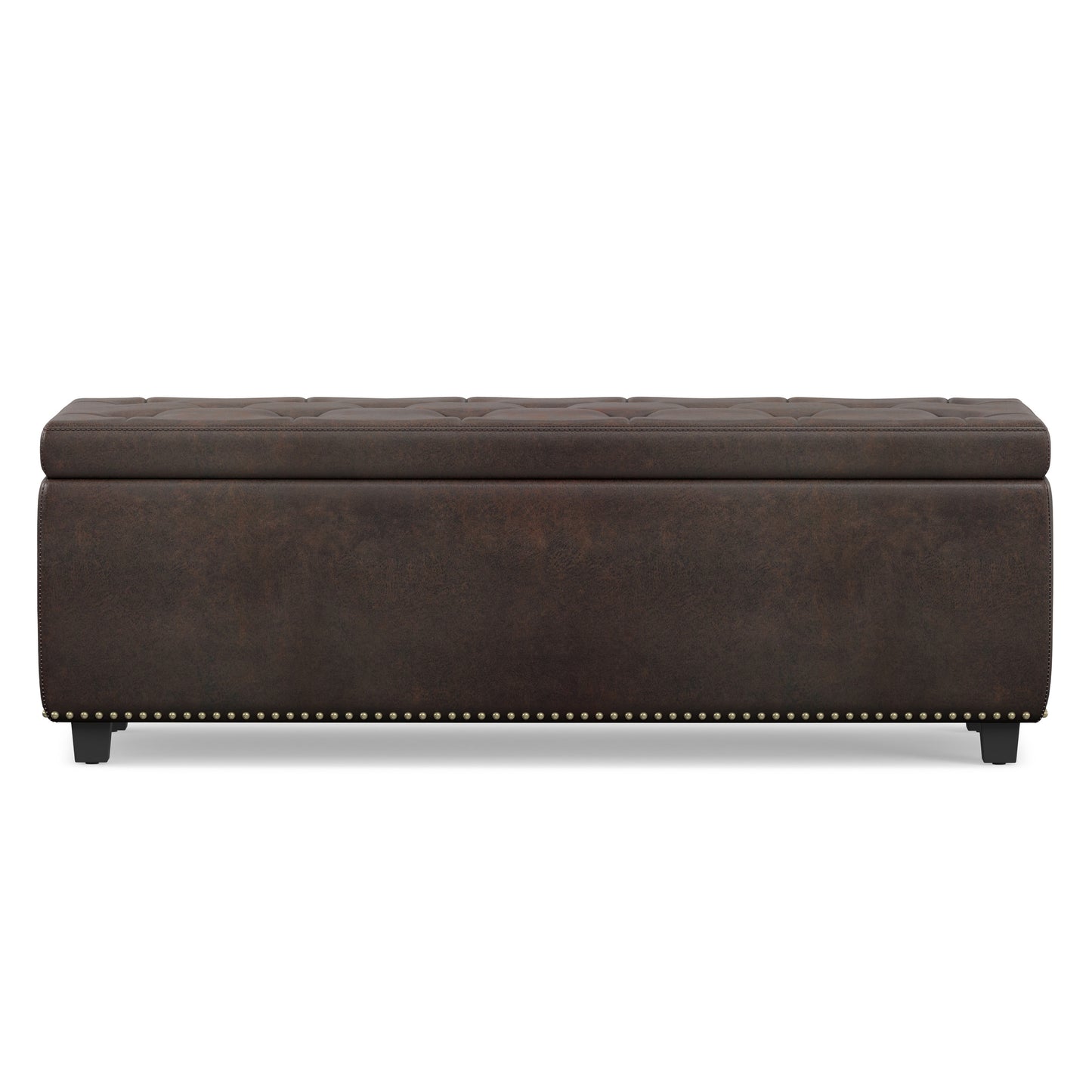 Distressed Brown Distressed Vegan Leather | Hamilton Storage Ottoman in Distressed Vegan Leather