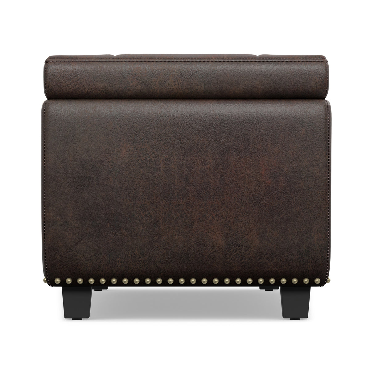Distressed Brown Distressed Vegan Leather | Hamilton Storage Ottoman in Distressed Vegan Leather