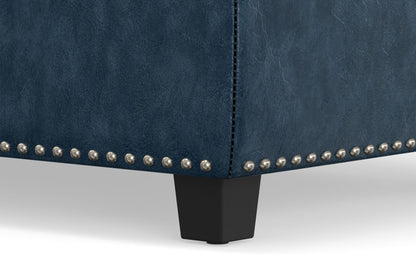 Denim Blue Vegan Leather | Hamilton Large Storage Ottoman Bench