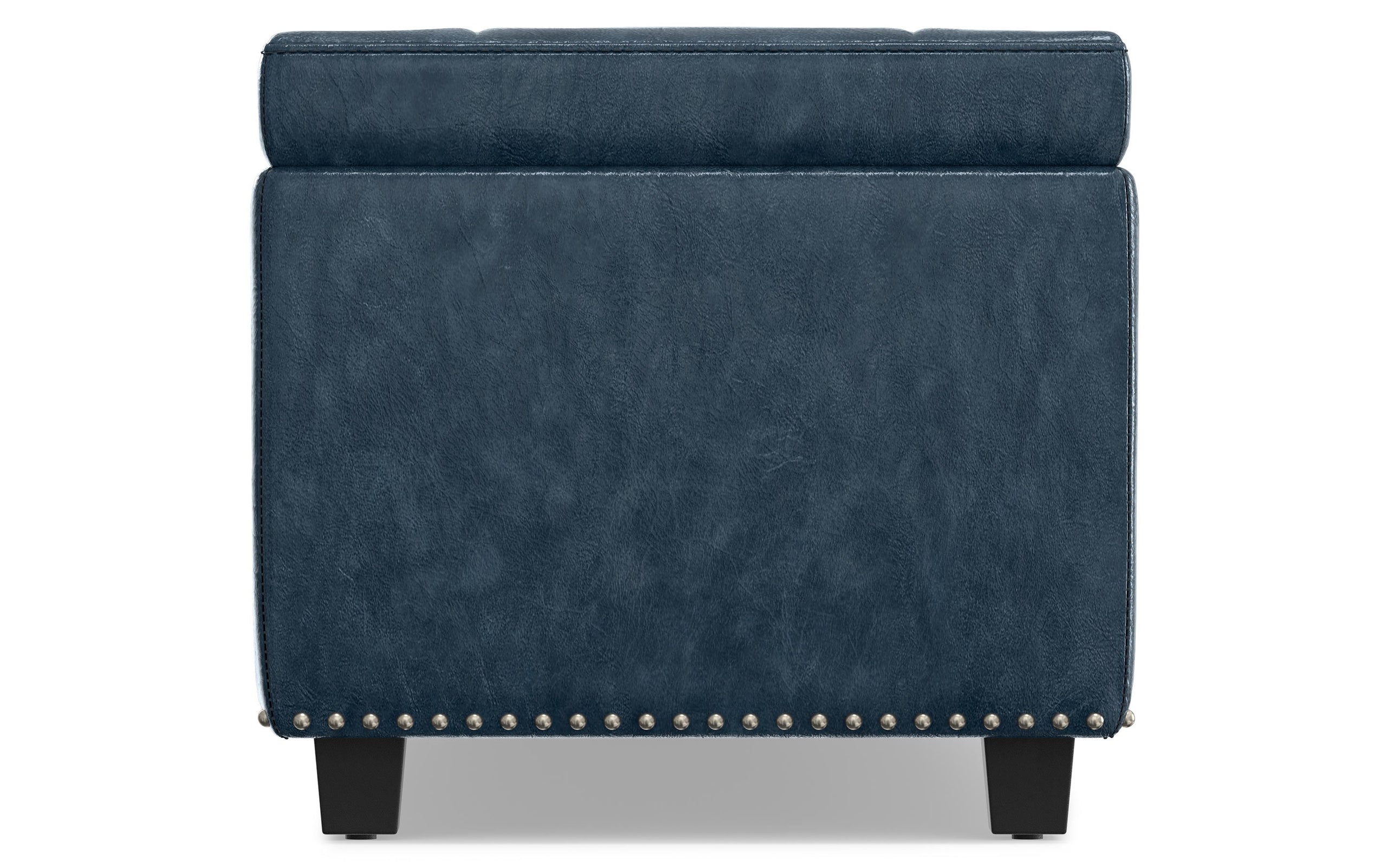 Denim Blue Vegan Leather | Hamilton Large Storage Ottoman Bench