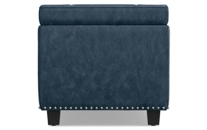 Denim Blue Vegan Leather | Hamilton Large Storage Ottoman Bench
