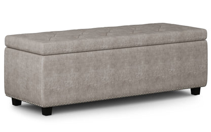 Distressed Grey Distressed Vegan Leather | Hamilton Vegan Leather Storage Ottoman