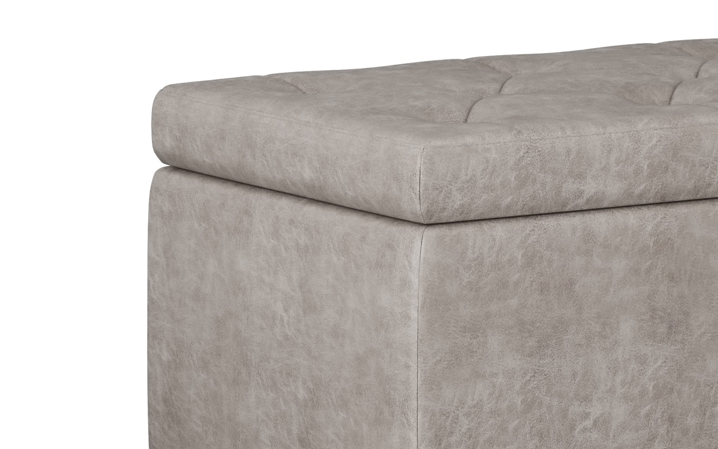 Distressed Grey Distressed Vegan Leather | Hamilton Vegan Leather Storage Ottoman