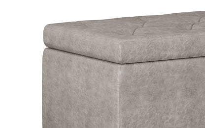 Distressed Grey Distressed Vegan Leather | Hamilton Vegan Leather Storage Ottoman
