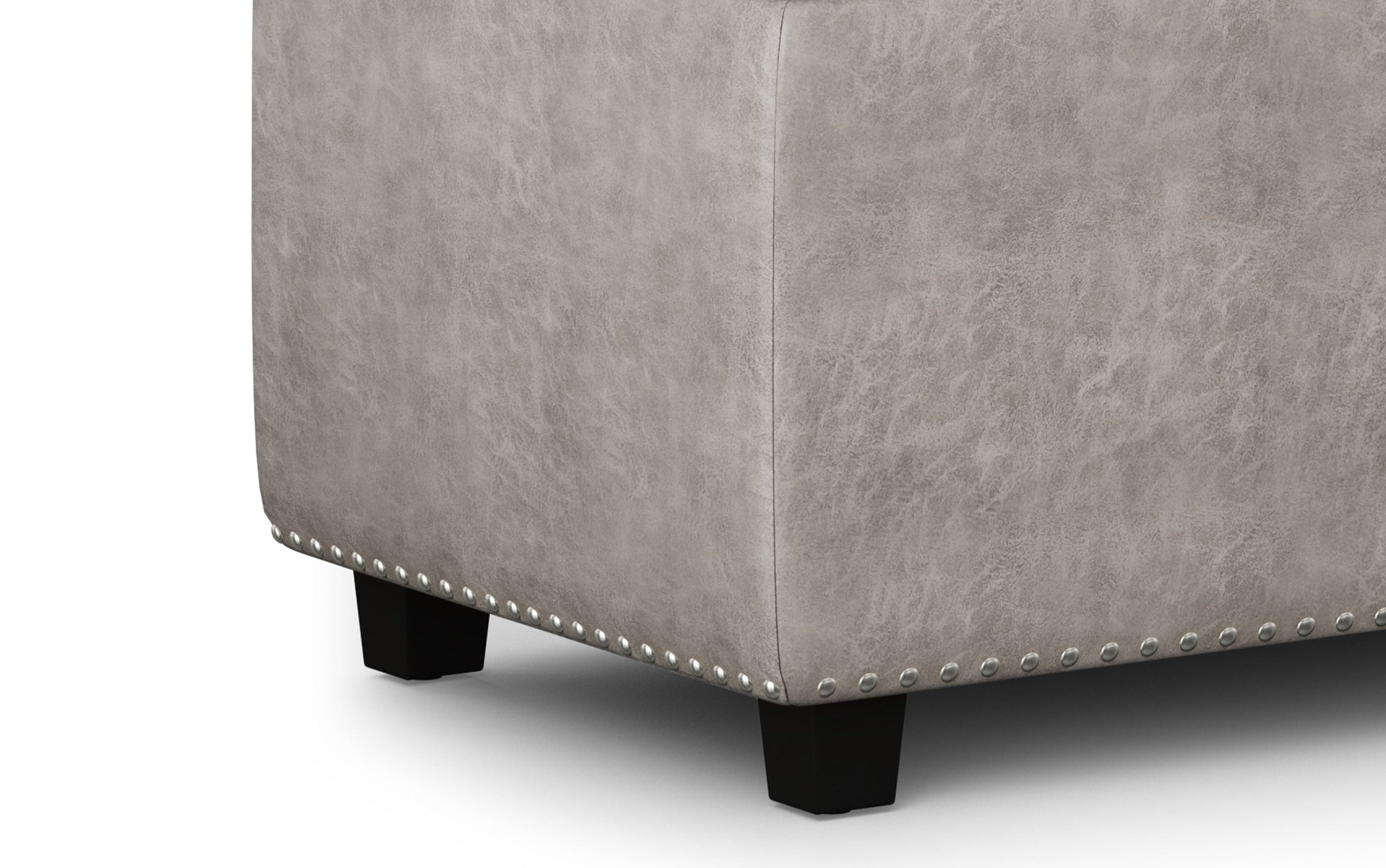 Distressed Grey Distressed Vegan Leather | Hamilton Vegan Leather Storage Ottoman