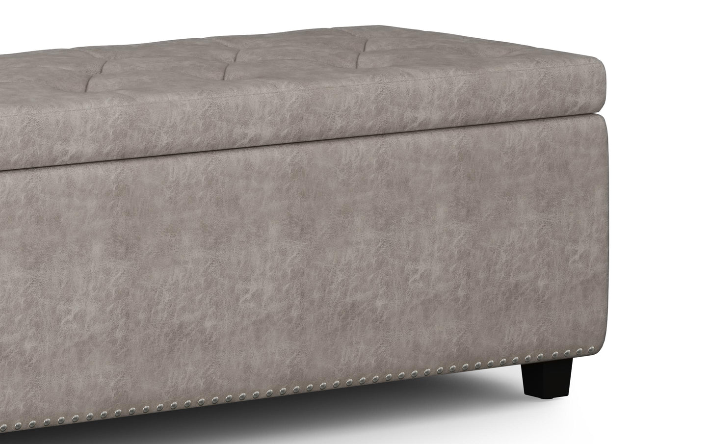 Distressed Grey Distressed Vegan Leather | Hamilton Vegan Leather Storage Ottoman