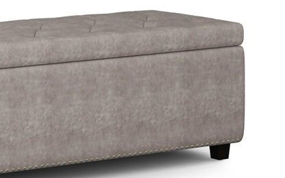 Distressed Grey Distressed Vegan Leather | Hamilton Vegan Leather Storage Ottoman