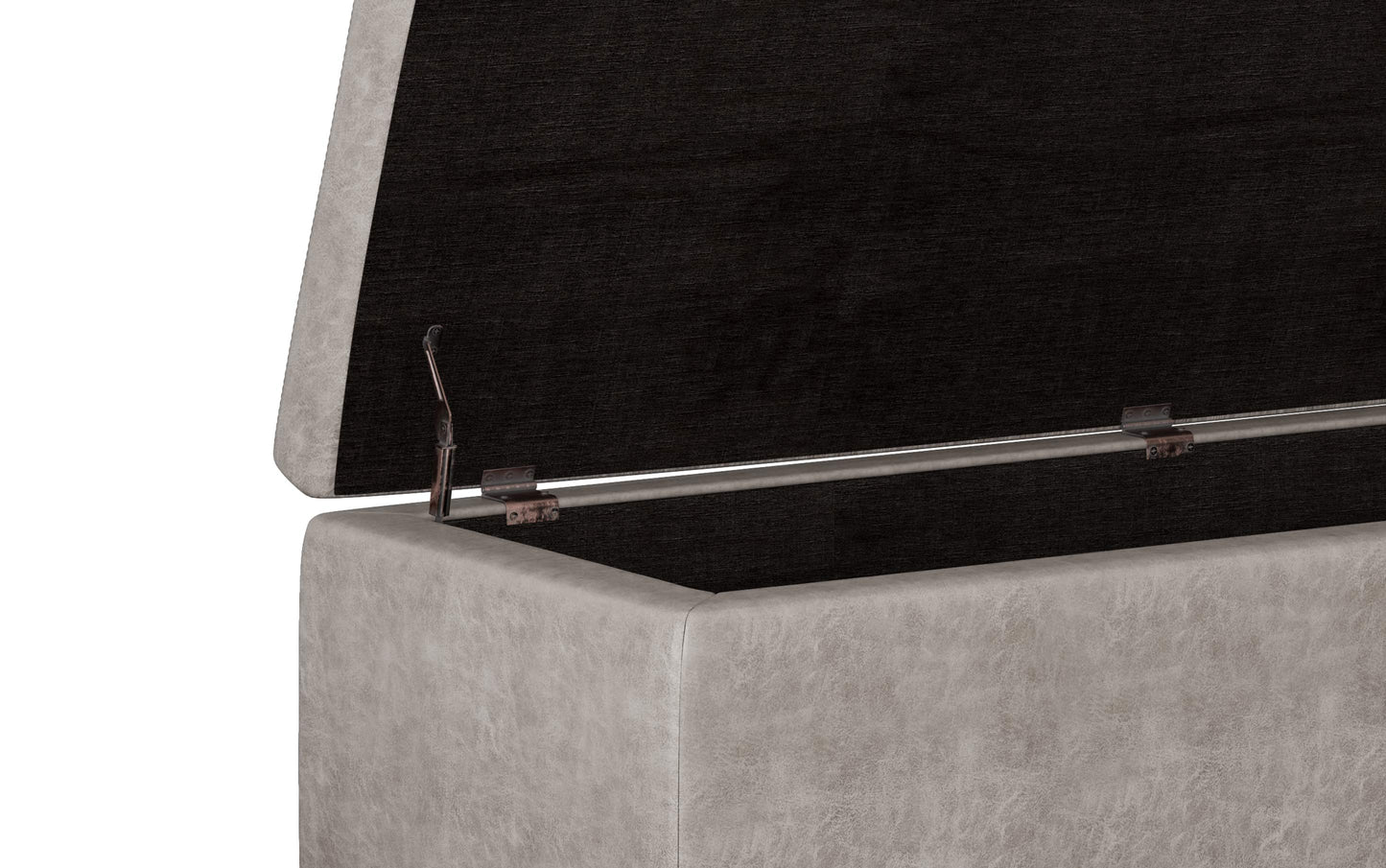 Distressed Grey Distressed Vegan Leather | Hamilton Vegan Leather Storage Ottoman
