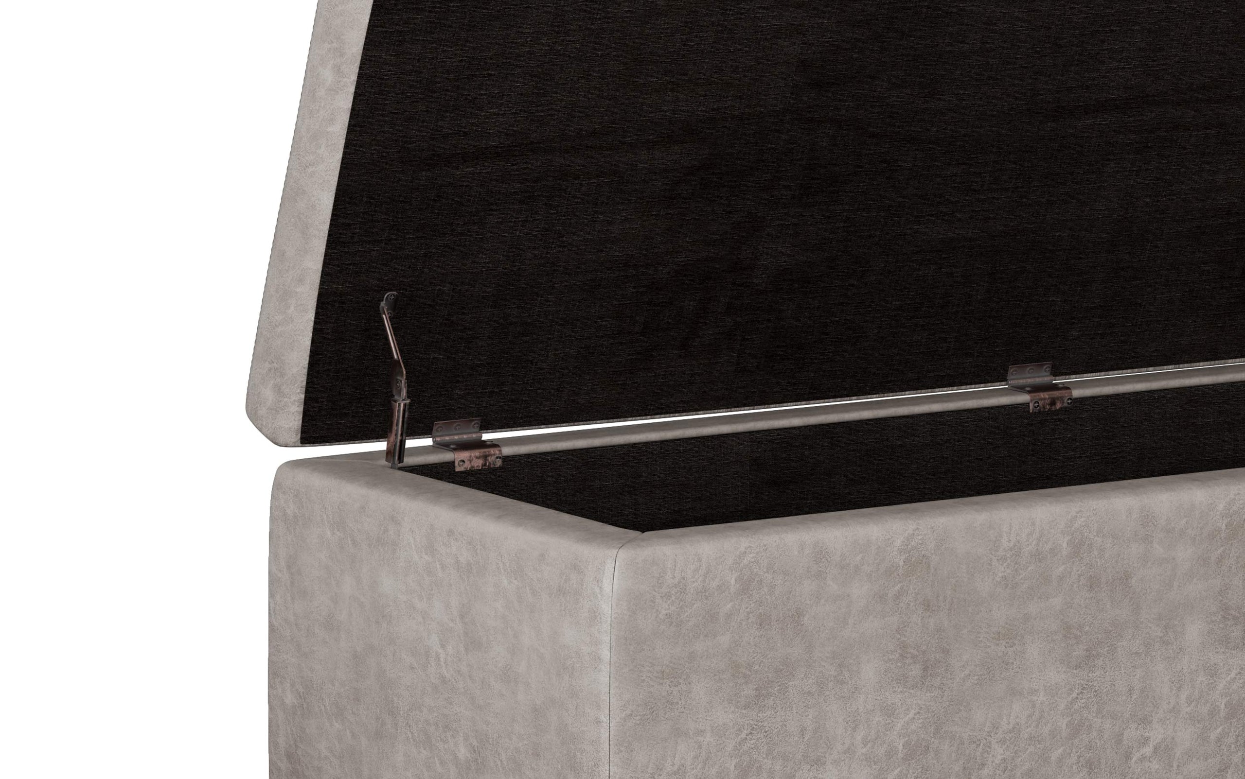 Distressed Grey Distressed Vegan Leather | Hamilton Vegan Leather Storage Ottoman