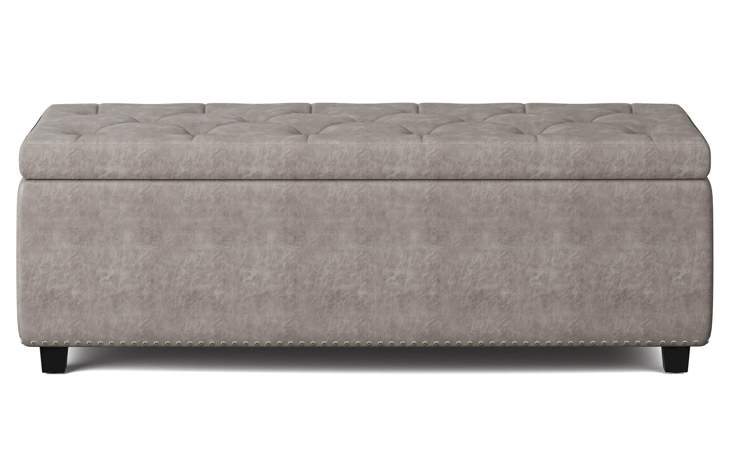 Distressed Grey Distressed Vegan Leather | Hamilton Vegan Leather Storage Ottoman
